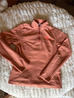 The North Face Women's Coral Pink Quarter-Zip Fleece Pullover
